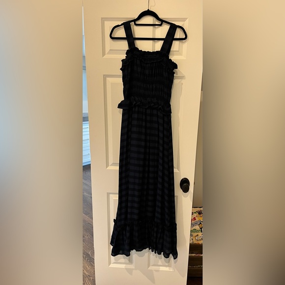 *TULAROSA* NAVY STRIPE RUFFLE IDA MAXI DRESS- SIZE SMALL - Picture 1 of 8